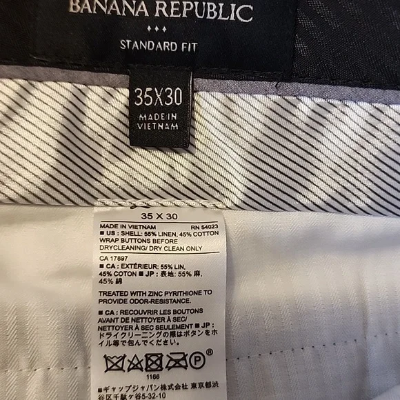 Banana Republic Mens Linen Blend Classic Fit  Blue White Trousers  Size 35 30 - Picture 9 of 11